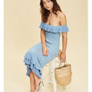 LPA Dress 512 off shoulder ruffle hem maxi dress S